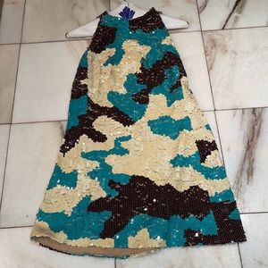 Size small, vintage, sequin, camo dress